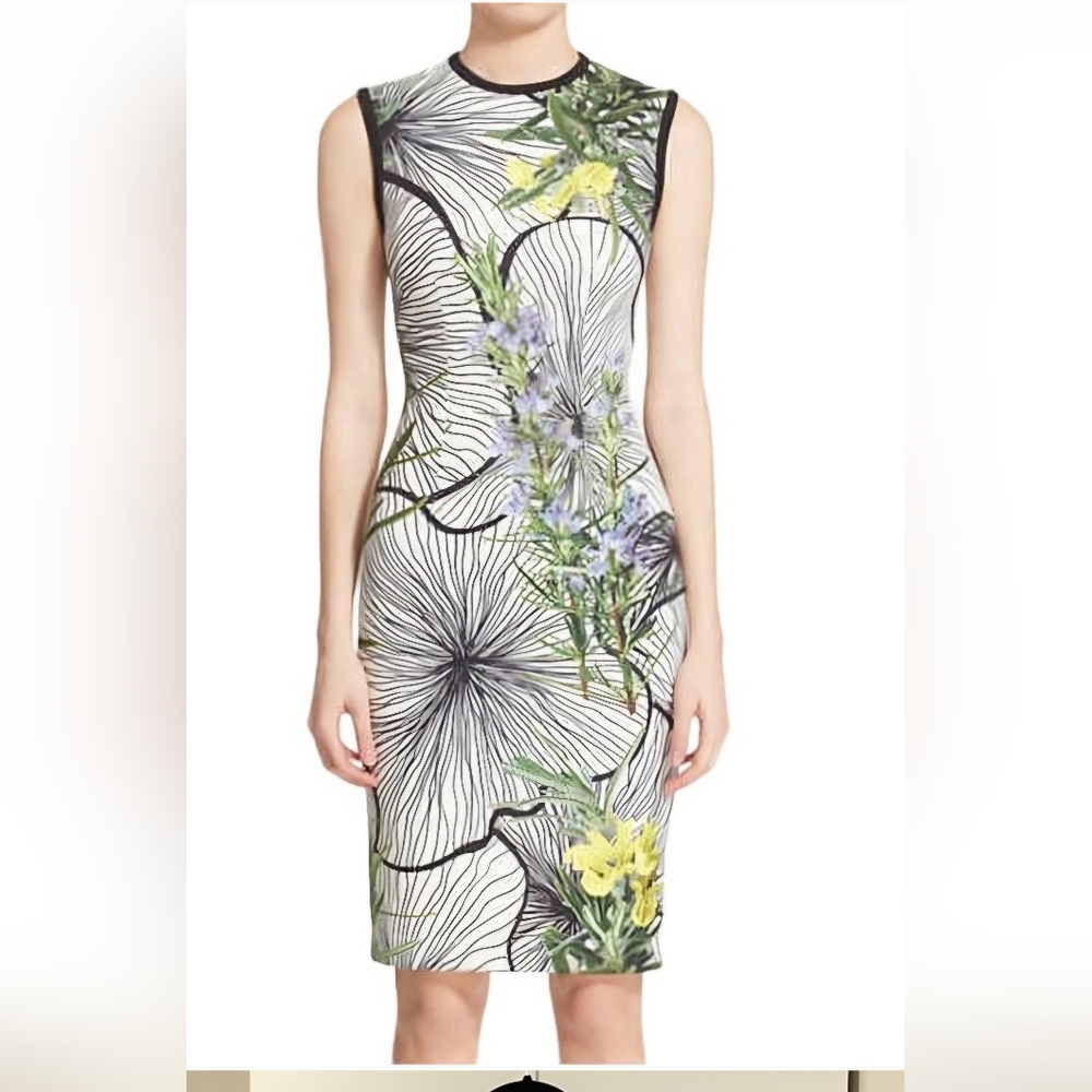 Yigal Azrouel Clockwork Floral Print Scuba Dress Size 2